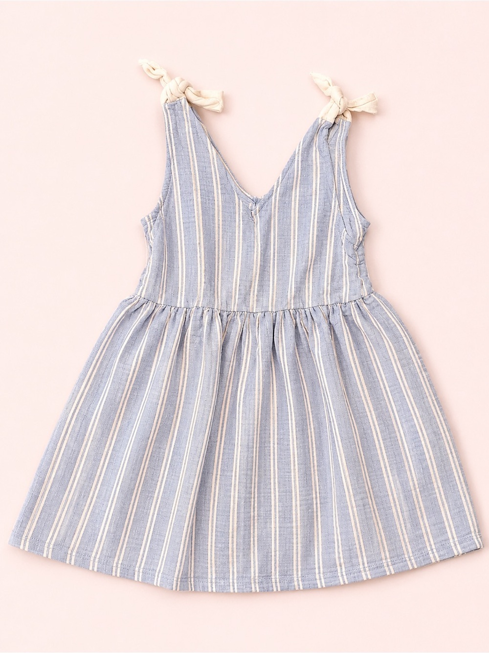 Zara Kids Blue Stripe Dress Size 4-5T Tie Strap Sleeveless Summer Dress - Picture 2 of 4